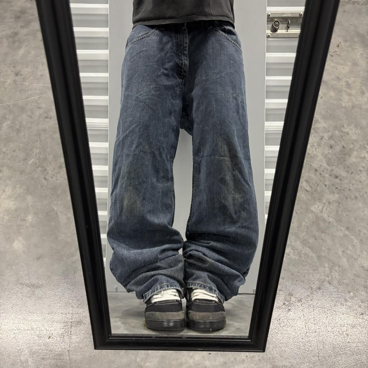 Japanese Brand × Vintage Crazy Vintage Y2K/2000s Baggy Grunge Dark Wash Skater Denim Jeans! Size US 36 / EU 52 - 1 Thumbnail