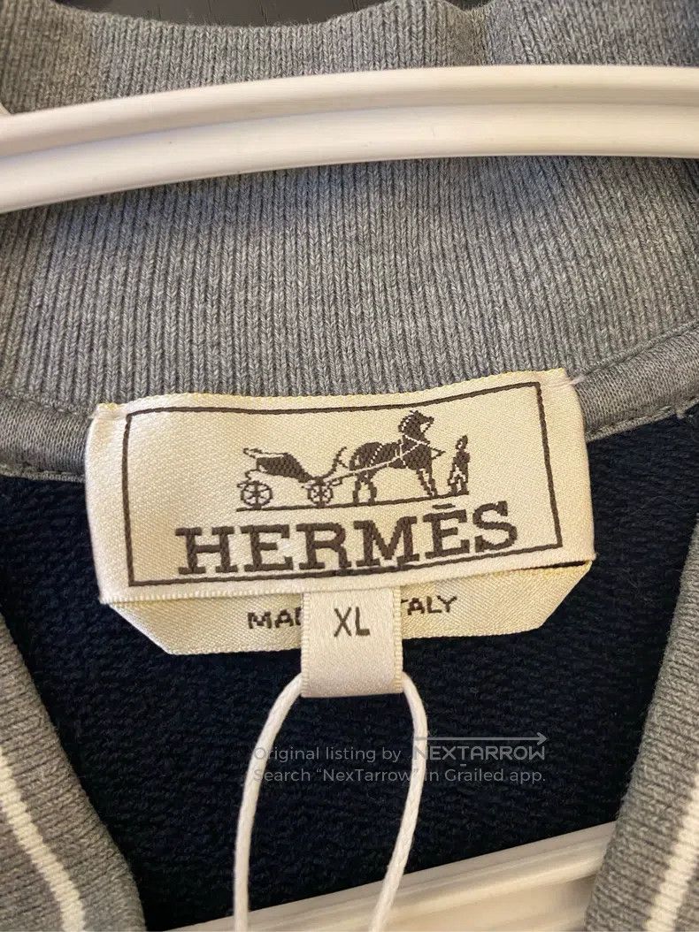 Hermes Hermes Black and Gray Contrast Embroidered Baseball Jacket Size US L / EU 52-54 / 3 - 3 Thumbnail