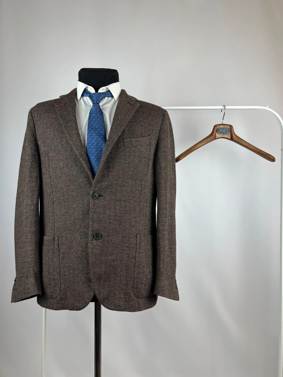Corneliani Corneliani Wool Blend Herringbone Italian Blazer Jacket Size 44R - 1 Thumbnail