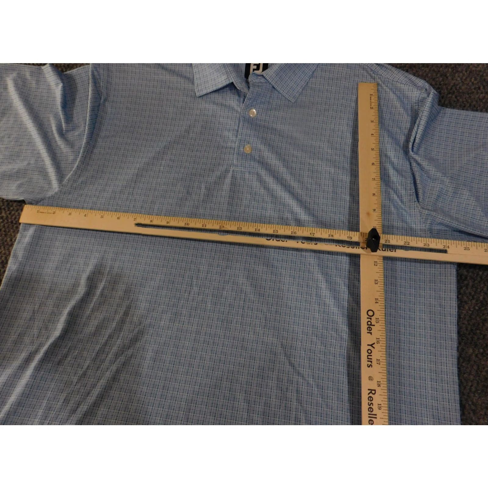 Footjoy FootJoy Polo Shirt Mens XL Blue Grid Check Golf Performance Lightweight Short Sleeve Breathable Moisture Wicking Collar FJ Logo Size US XL / EU 56 / 4 - 6 Thumbnail