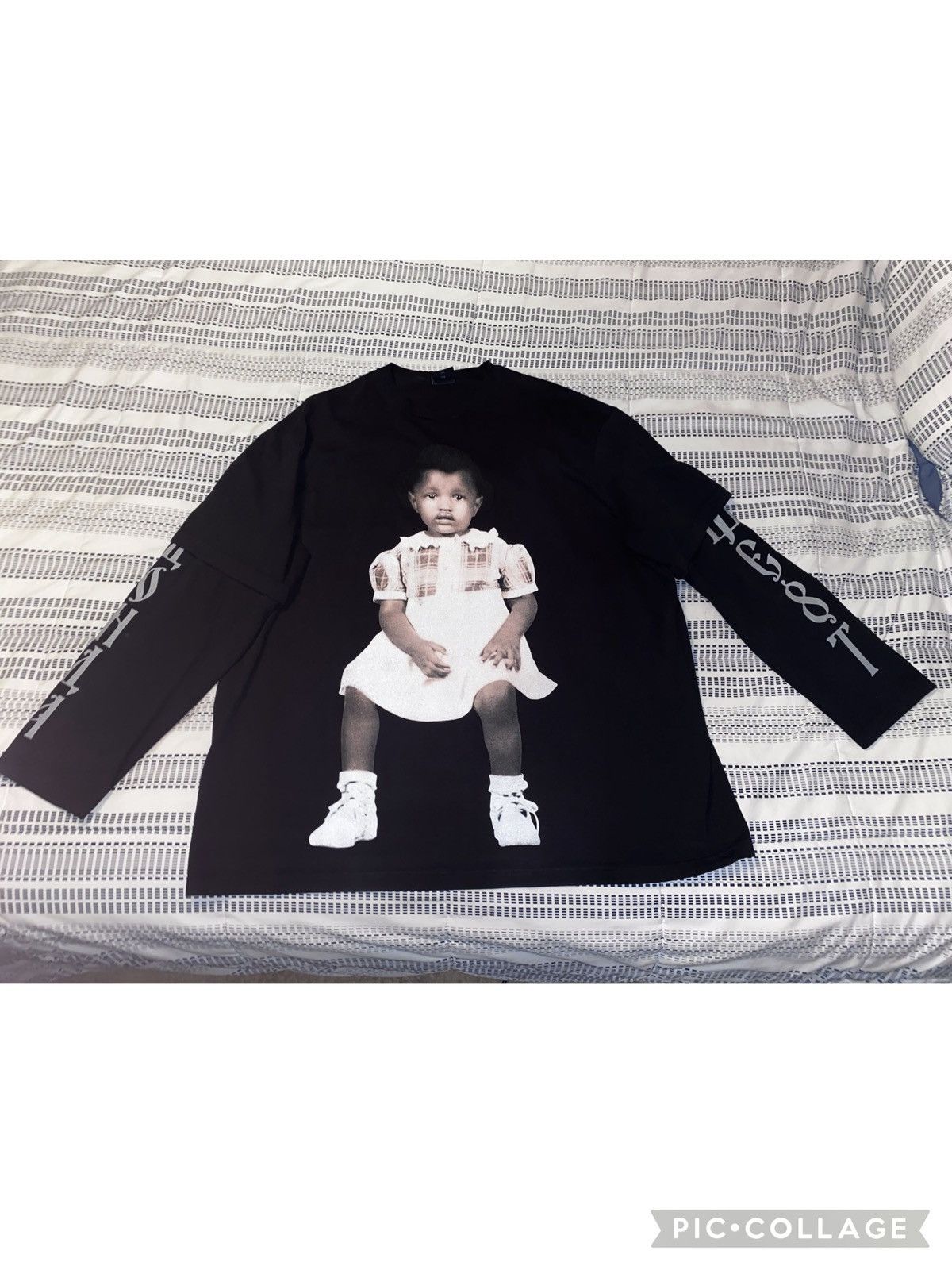 image of Kanye West Donda Double Layer Long sleeve Tee in Black, Men's (Size 2XL)