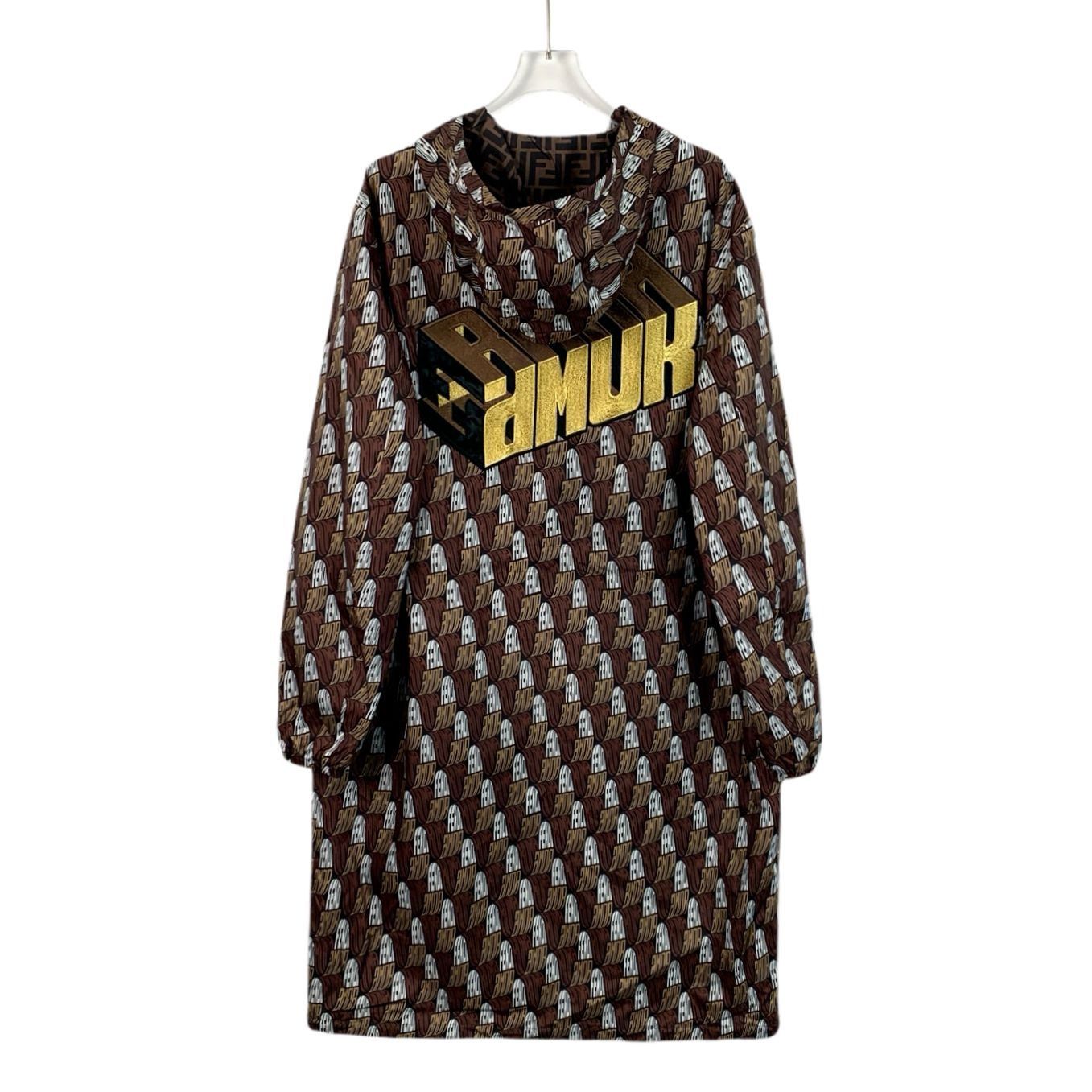 Fendi Fendi Roma Brown Full Logo Print Hooded Jacket 46/S Zipper C Size S / US 4 / IT 40 - 2 Thumbnail