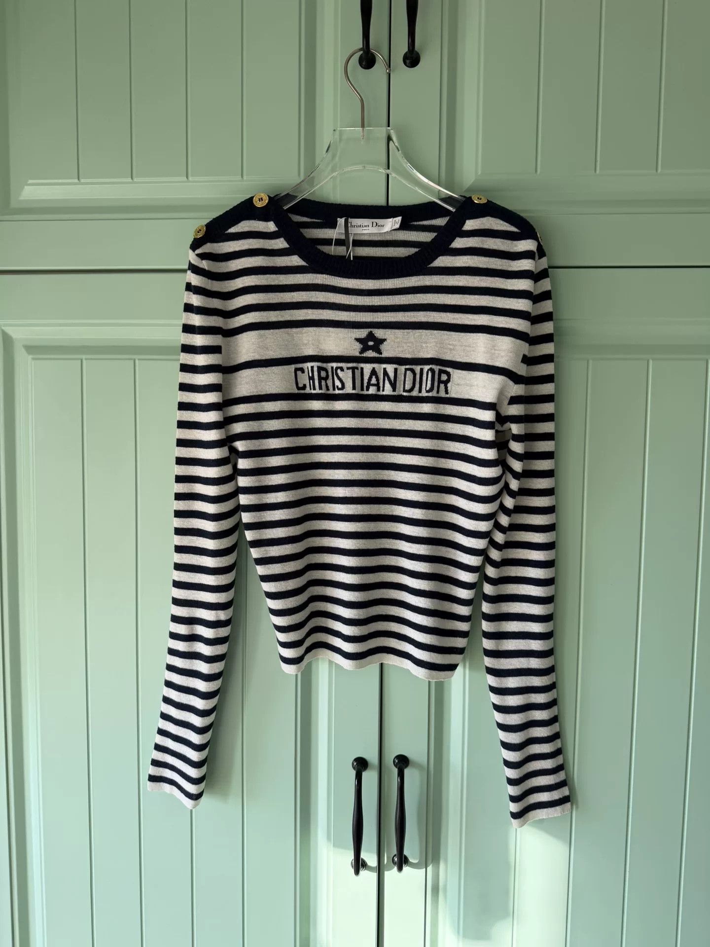 Dior Dior Blue White Striped Knitwear Size S / US 4 / IT 40 - 1 Thumbnail