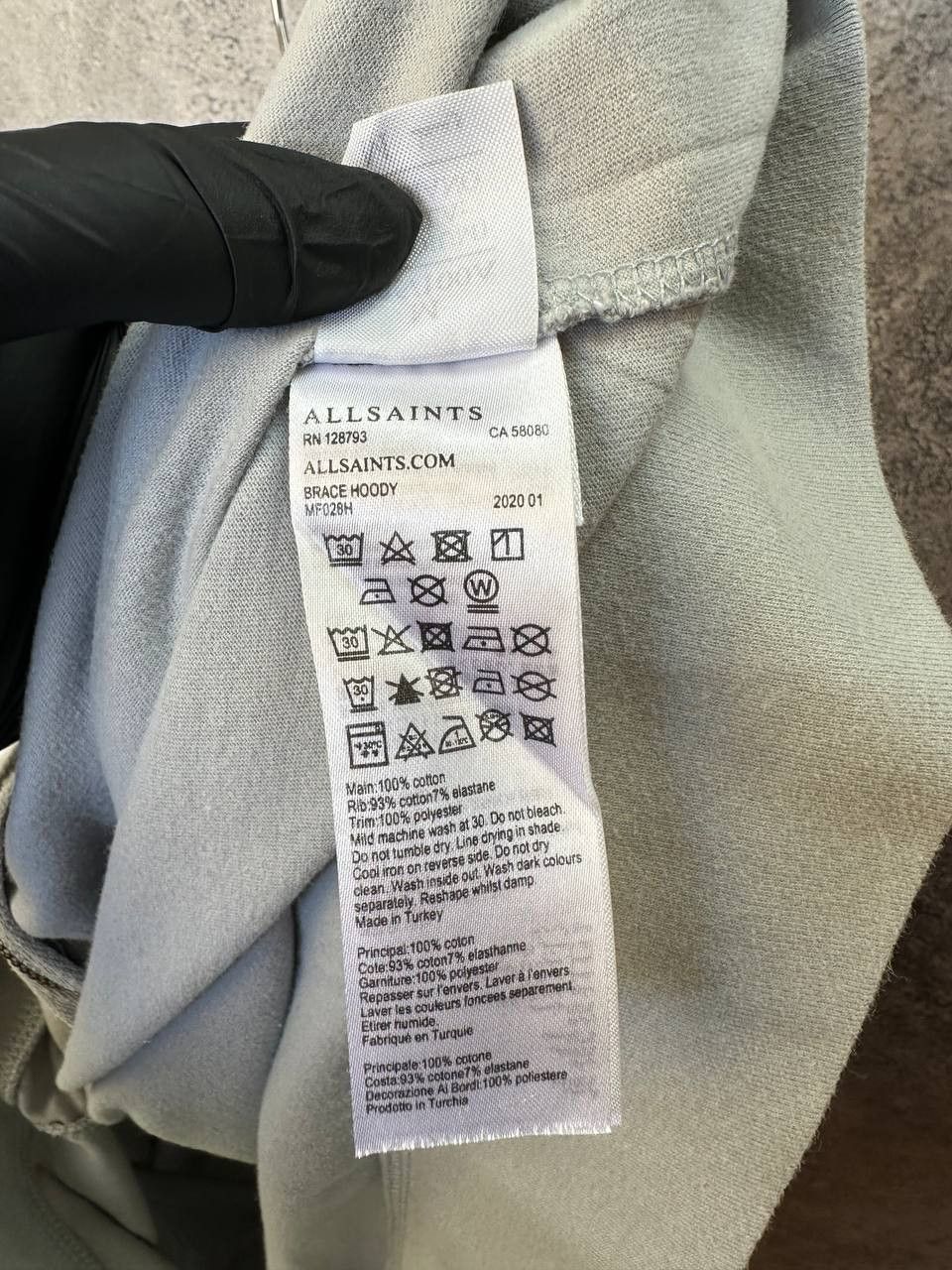 Allsaints ALLSAINTS Brace Hoody Lightweight Full Zip Gray Long Sleeve Size US M / EU 48-50 / 2 - 12 Thumbnail