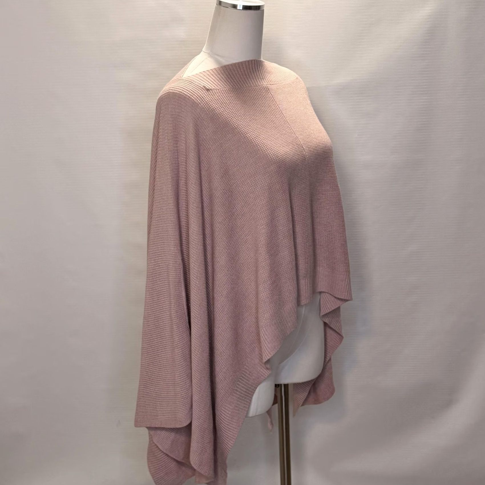 Lululemon Lululemon Forward Flow Cape Womens One Size Pink Waffle Knit Asymmetrical Hem Sweater Capes Size ONE SIZE - 3 Thumbnail