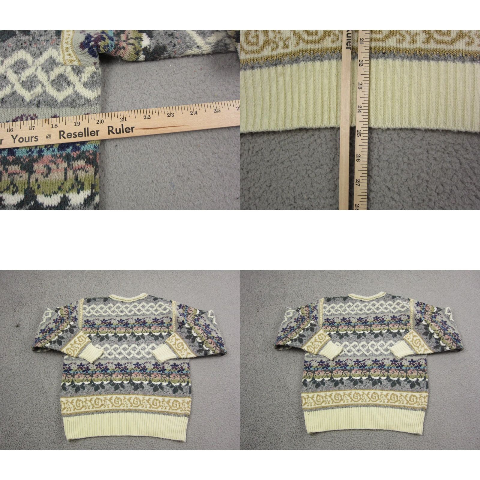 Vintage VINTAGE Workshop Sweater Womens Large Creme Wool Fair Isles Knit Baroque 90s Size L / US 10 / IT 46 - 8 Thumbnail