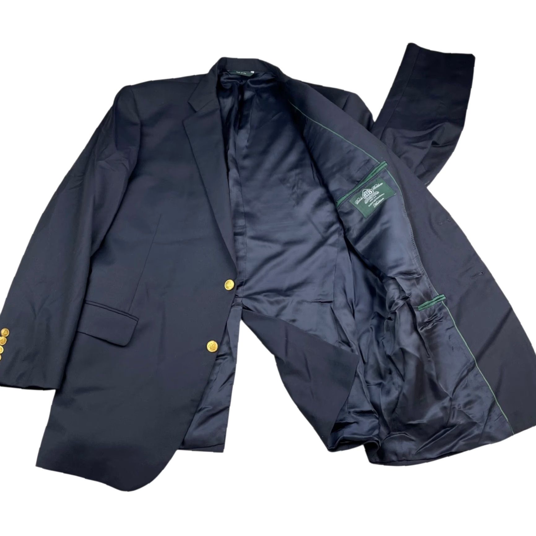 Brooks Brothers Brooks Brothers Country Club Blazer Two Button Navy Wool 100% Medium/42L Mens Madison Gold Button Navy • USA • 48L Size 42R - 3 Thumbnail