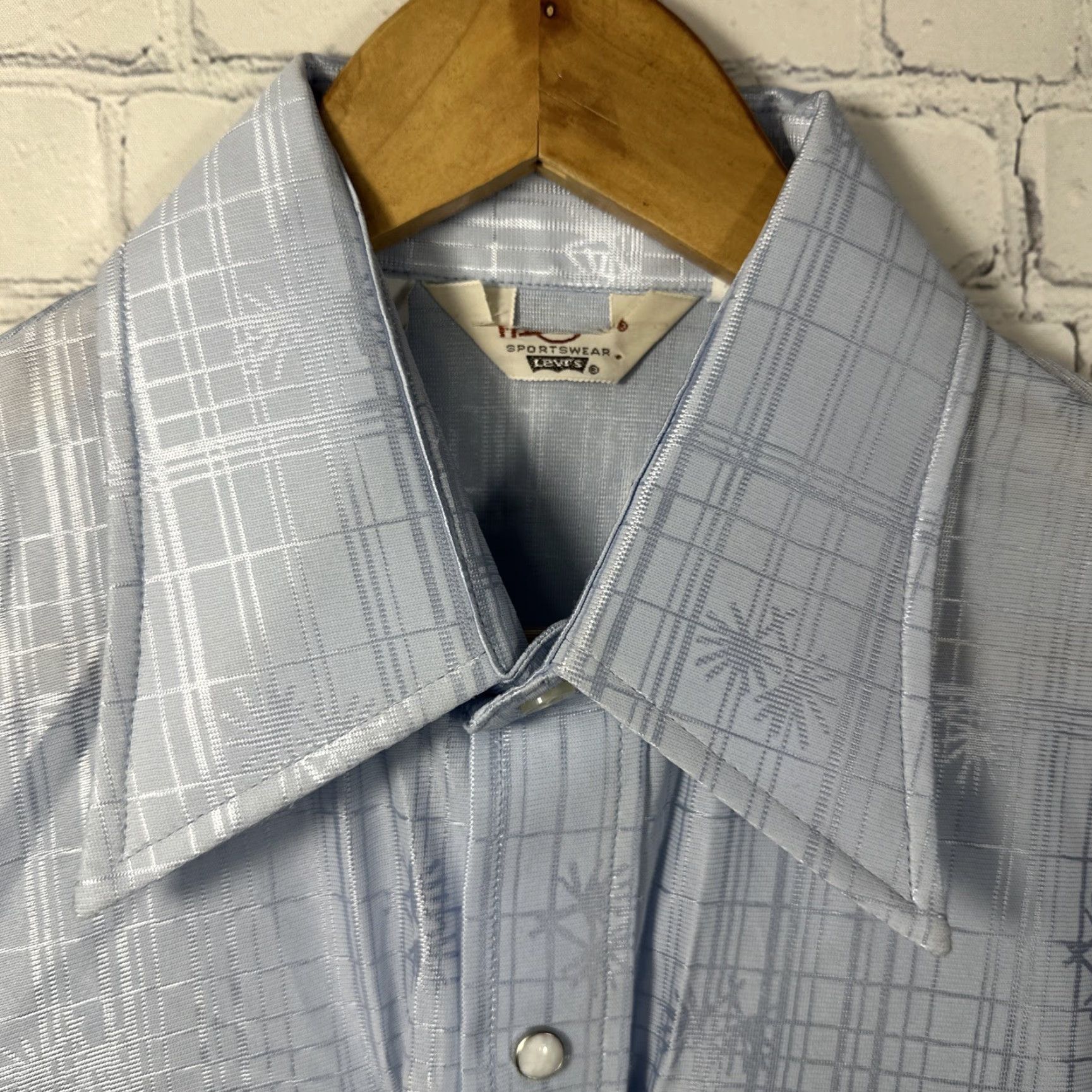 Levi's VINTAGE Levi's Shirt Mens M Blue Western Pearl Snap Sample 70s Cowboy Retro All Seasons Long Sleeve Button-Up Size US M / EU 48-50 / 2 - 2 Thumbnail