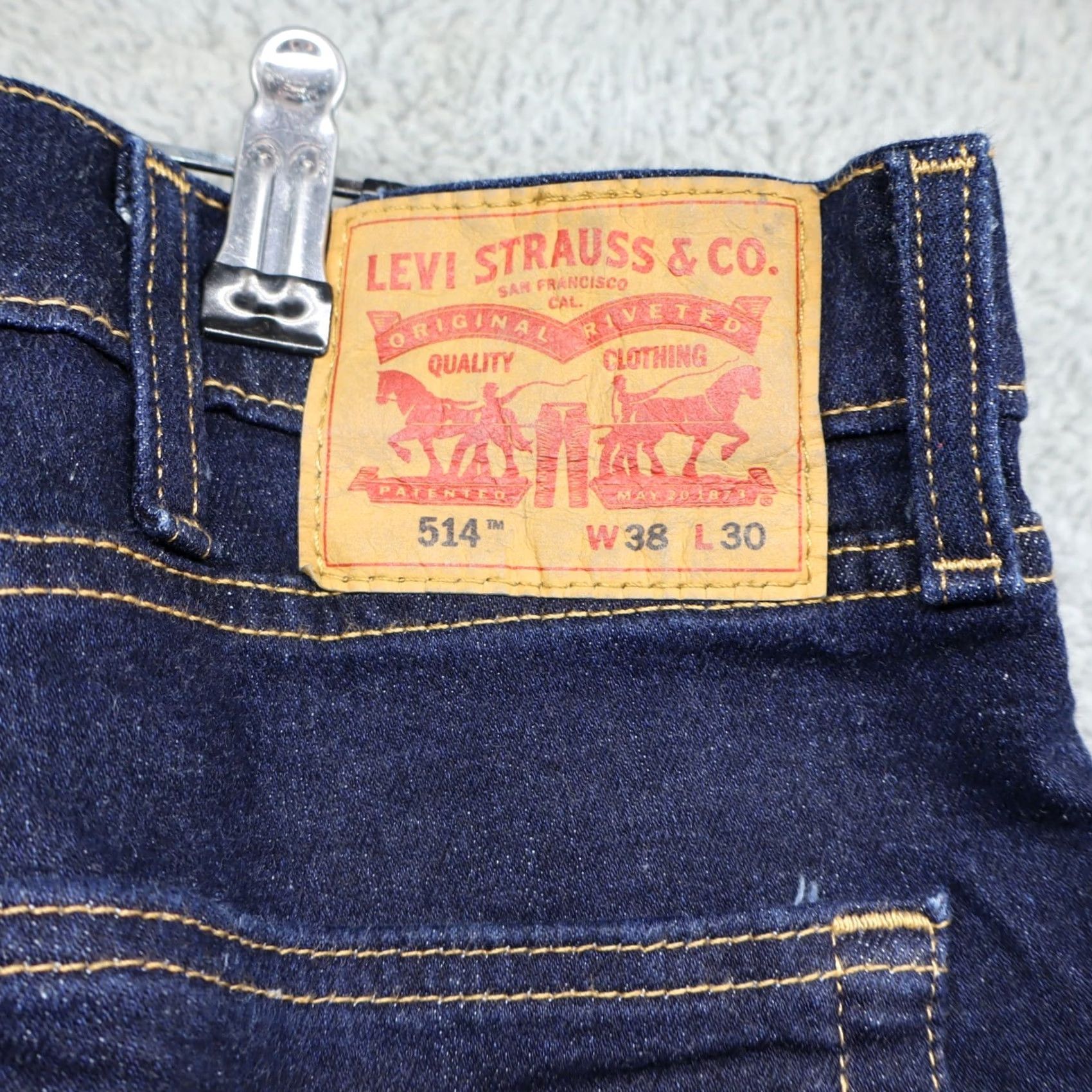 Levi's Levi's 514 Jeans Men Regular Straight 38x30 Denim Blue Medium Wash 5-Pocket Cotton Blend Logo Stretch Classic Vintage: No Size US 38 / EU 54 - 3 Thumbnail