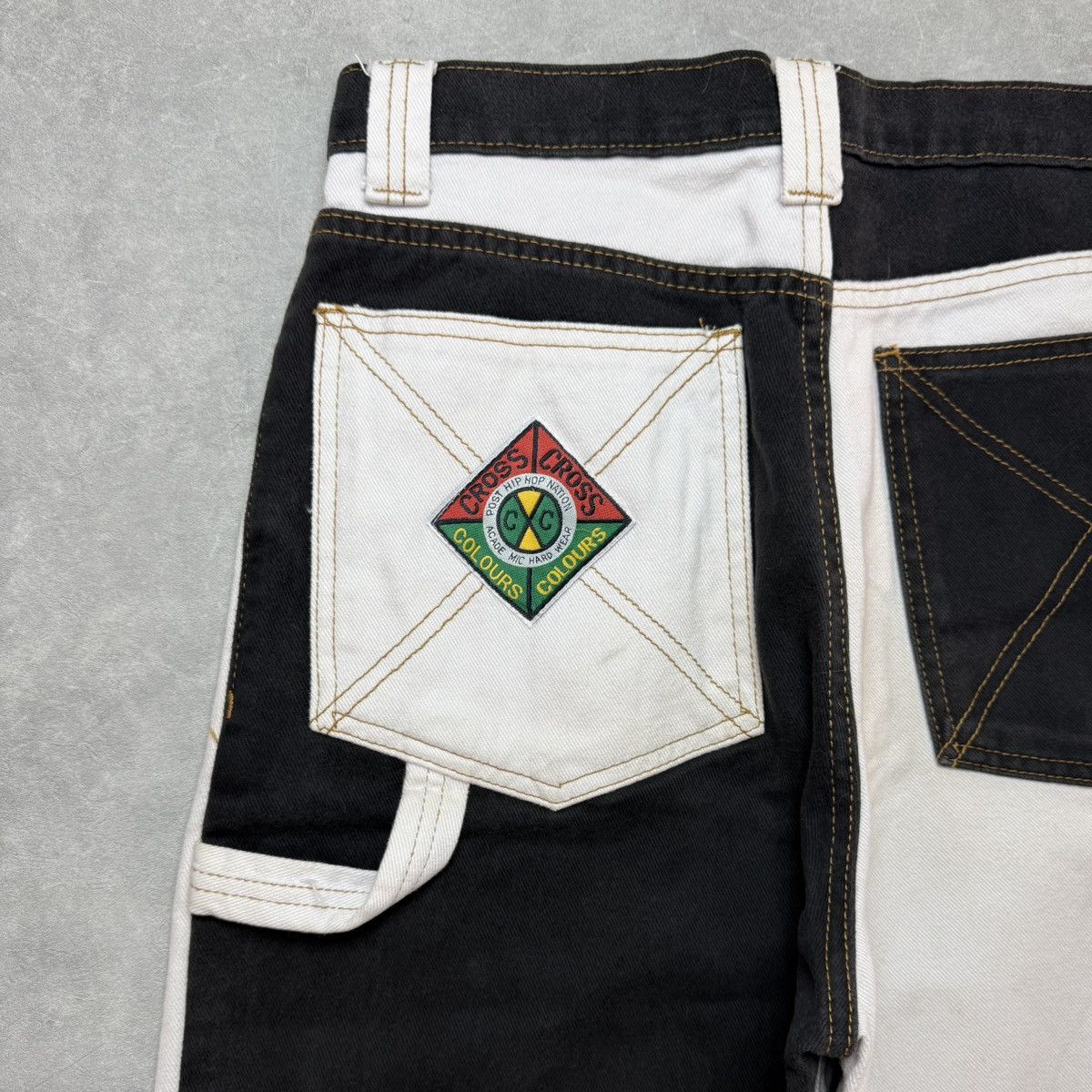 Cross Colours Rare Vintage 90s Cross Colour Two Tone Denim Size US 31 - 6 Thumbnail