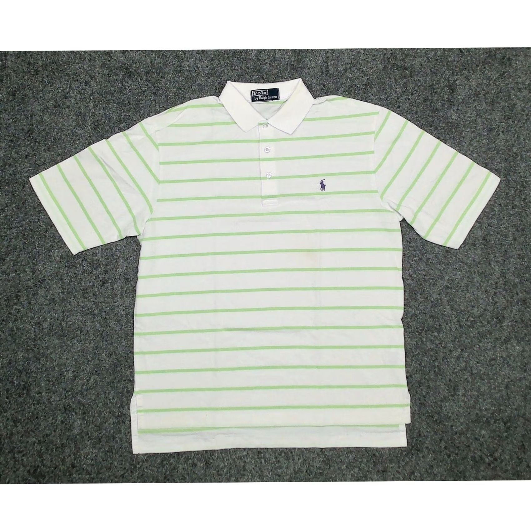 Polo Ralph Lauren Polo Ralph Lauren Striped Polo Shirt White Lime Green Purple Pony Y2K Mens Large Size US L / EU 52-54 / 3 - 3 Thumbnail