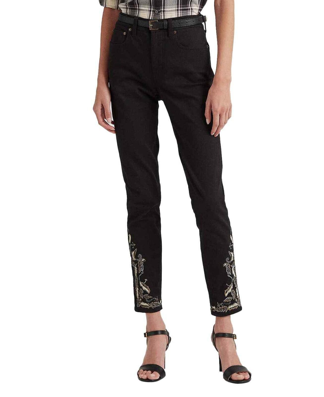 Lauren Ralph Lauren Lauren Ralph Lauren Embroidered High-Rise Skinny Ankle Jeans Size 38" / US 16 / IT 52 - 1 Thumbnail