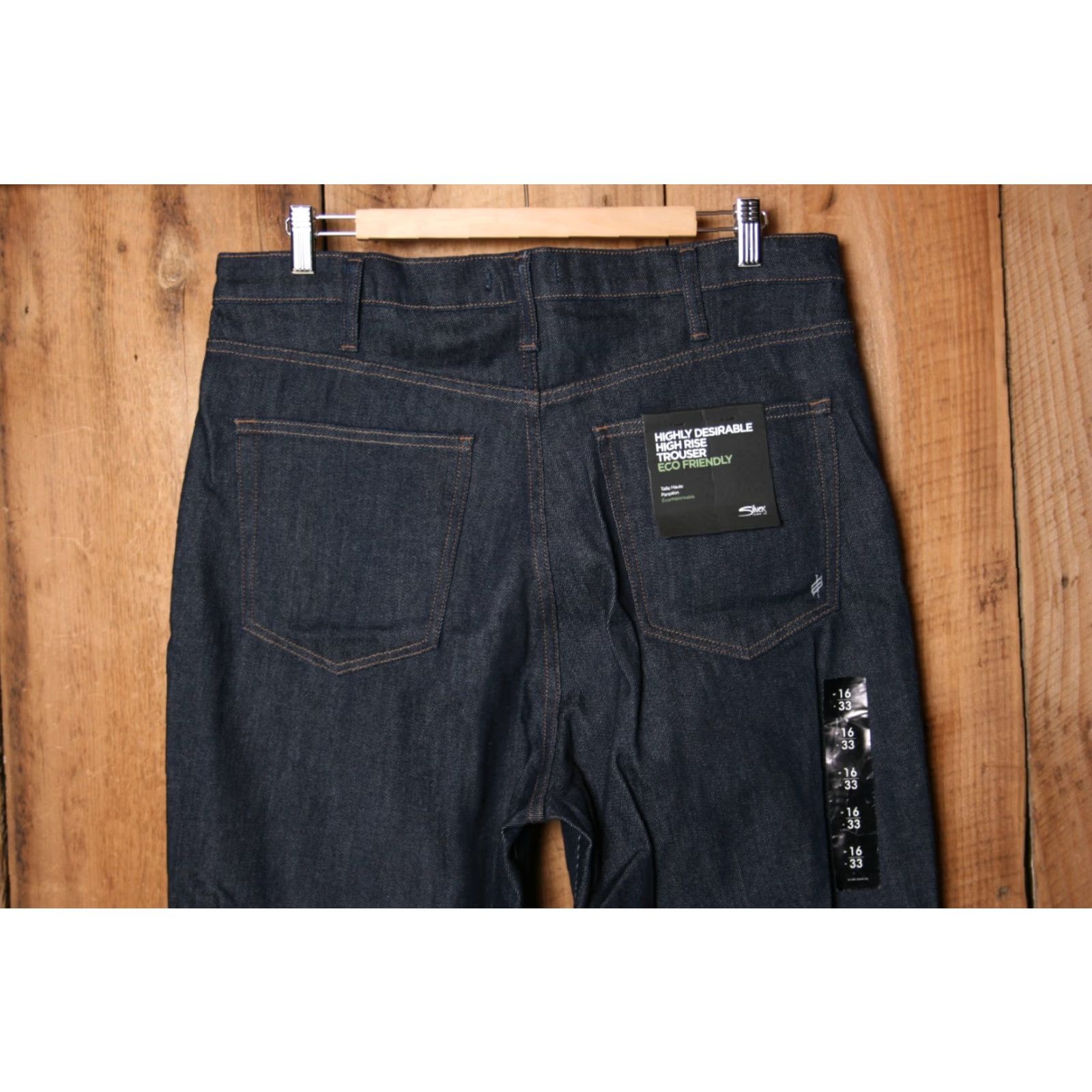 Silver Jeans Co. SILVER Jeans Blue Denim Jeans Sz. 16 L33 High Rise Wide-Leg 5-Pocket Womens Size 38" / US 16 / IT 52 - 4 Thumbnail