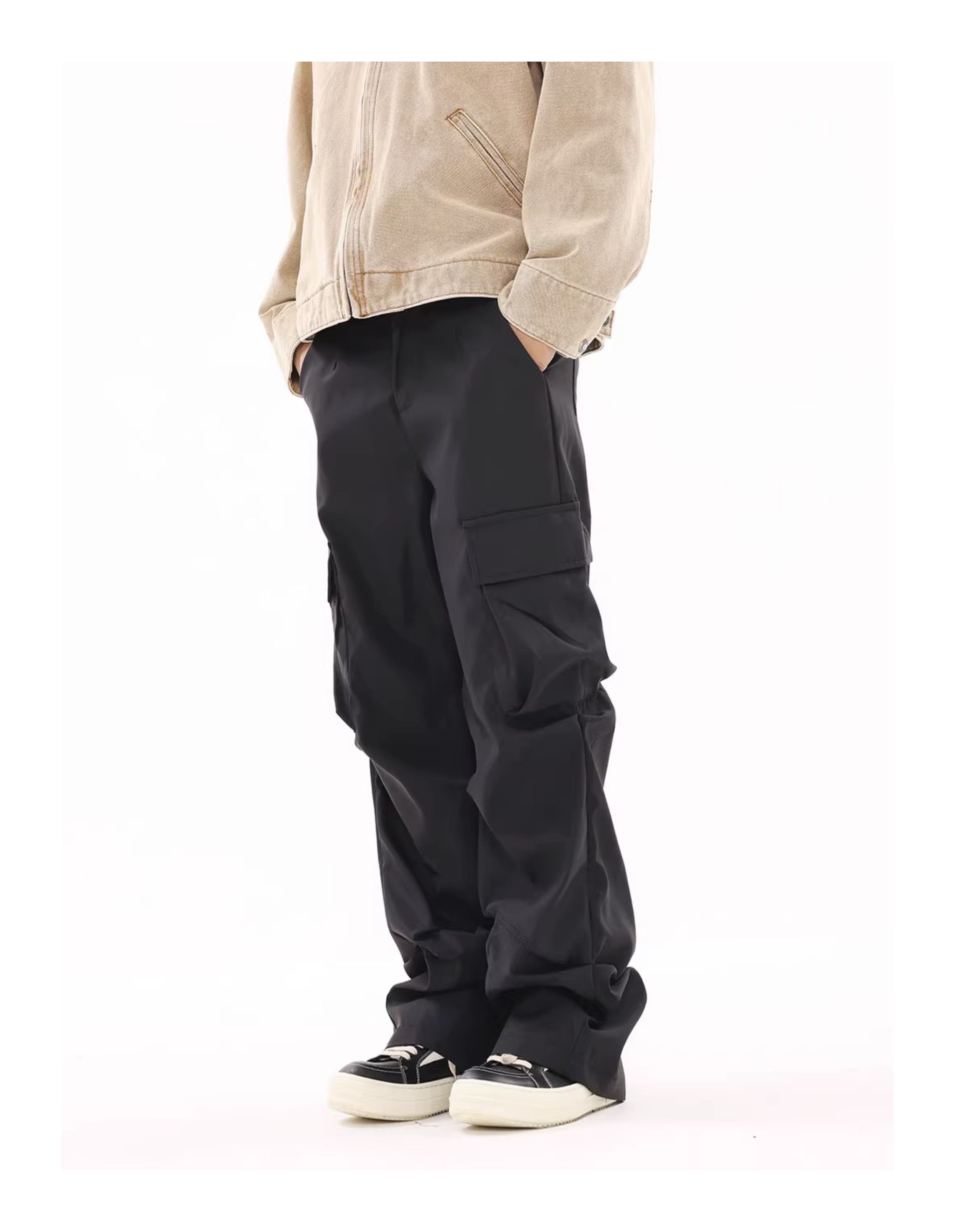 skate hiphop baggy stack pleated cargo pants