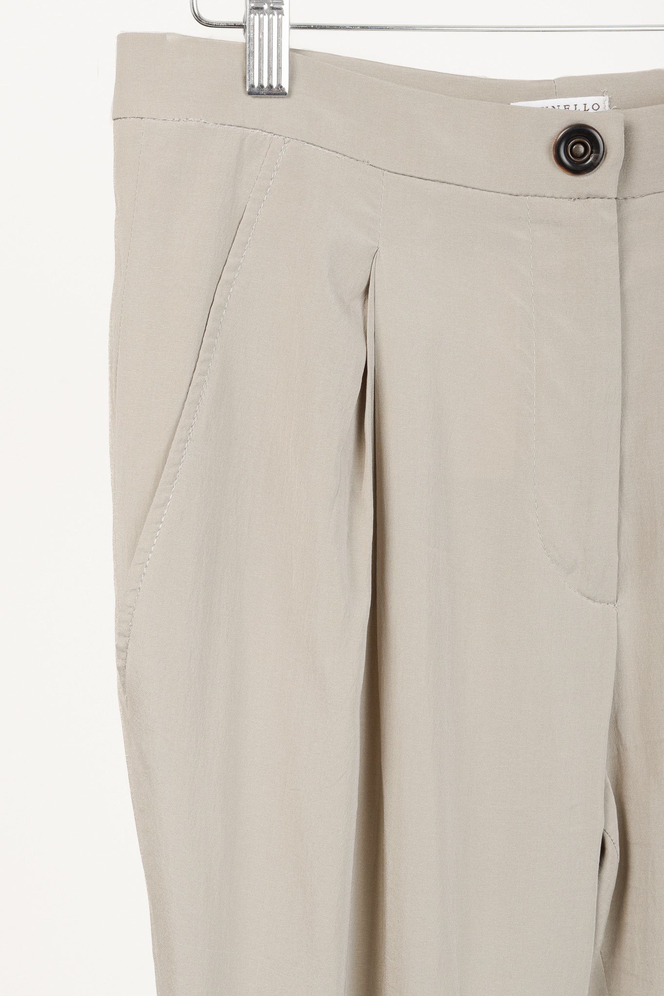 Brunello Cucinelli Brunello Cucinelli Taupe Silk Pleated Trousers Size 28" / US 6 / IT 42 - 7 Thumbnail
