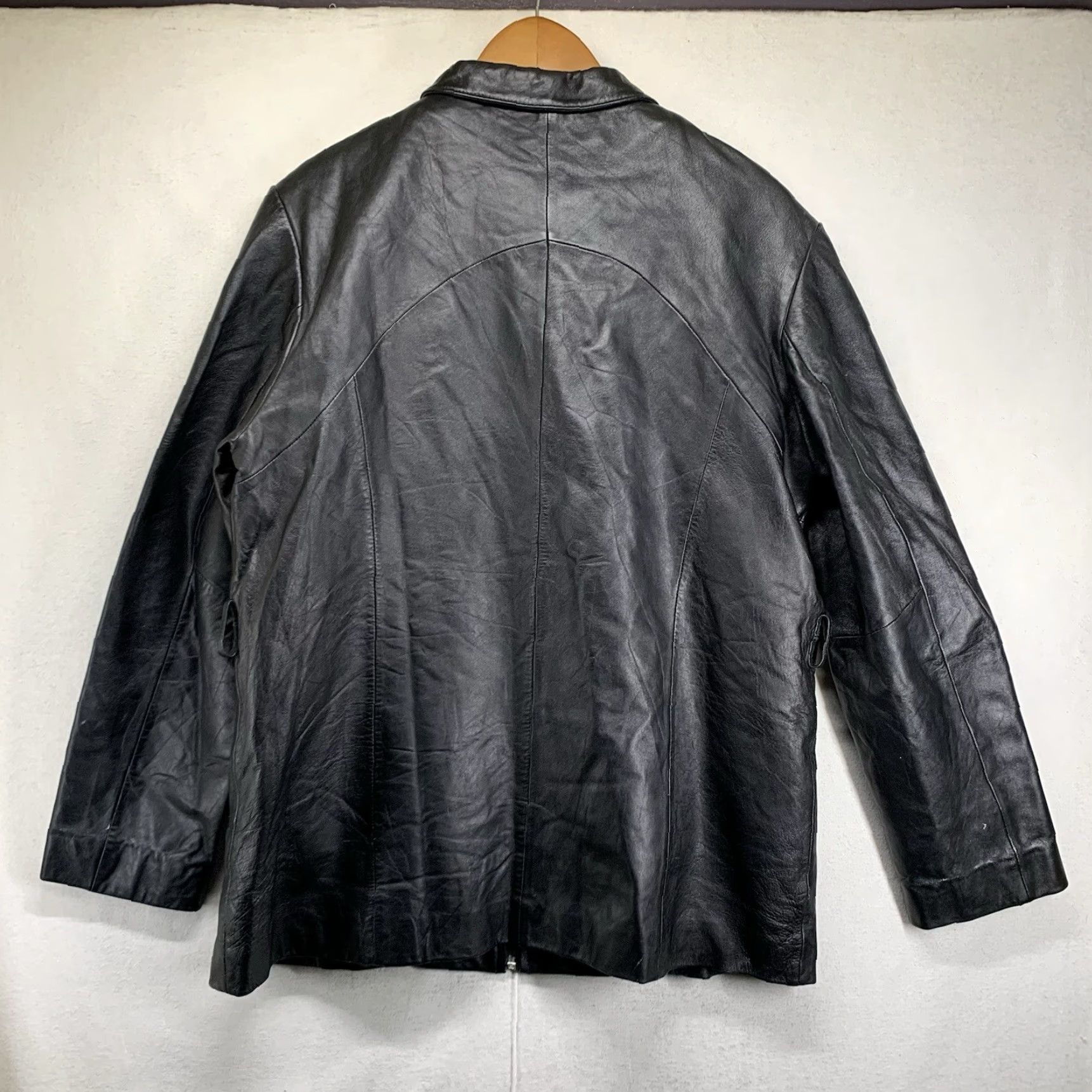 Vintage Pelle Studio Wilsons Mens Black Leather Jacket Thinsulate Full-Zip Blue Lined Size US L / EU 52-54 / 3 - 2 Thumbnail