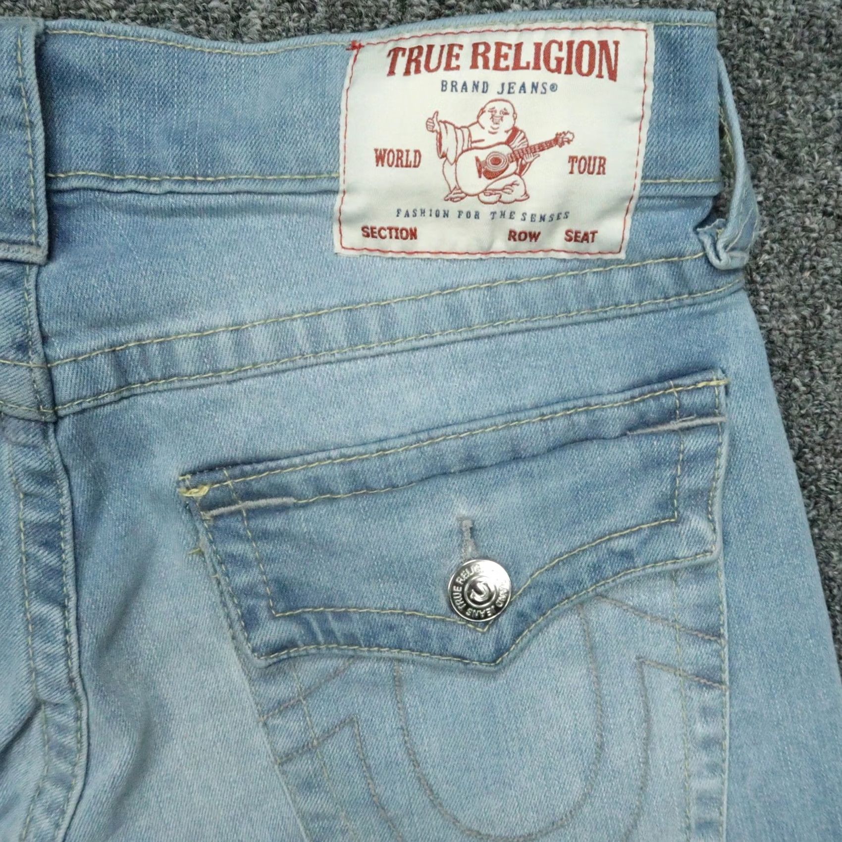 True Religion VINTAGE True Religion Jeans Mens 30x34 Light Blue Ricky Relaxed Straight Stretch Denim Slim? No, keep style: Straight Size US 30 / EU 46 - 7 Thumbnail