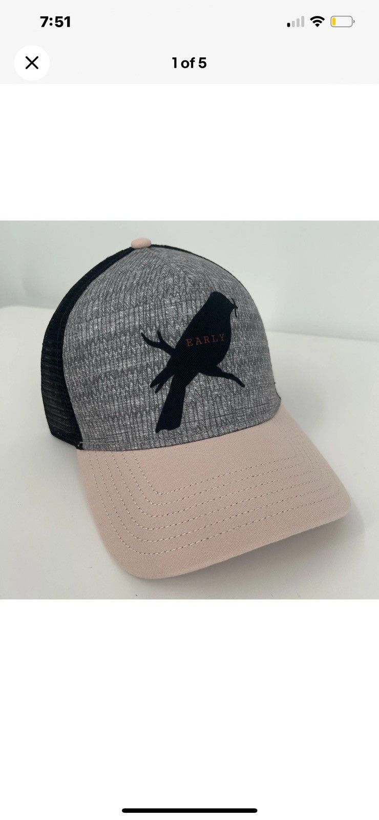 Prana PrAna hat gray and pink with bird logo NWT Size ONE SIZE - 1 Thumbnail