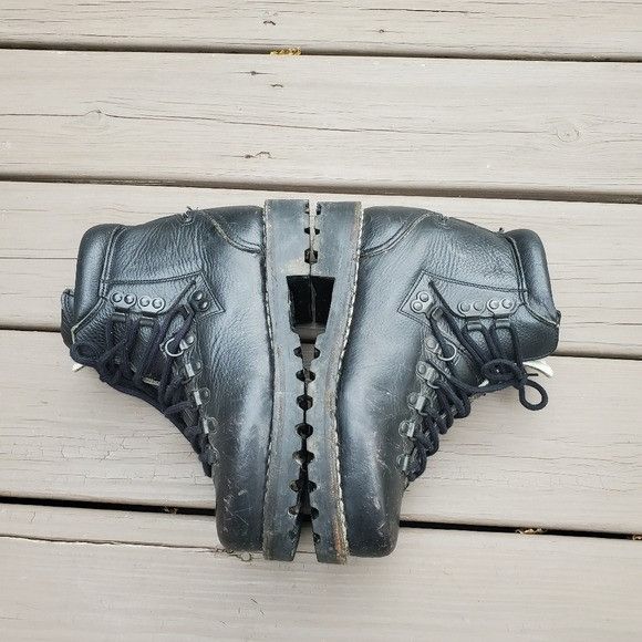 Vintage Vintage 80s Black Leather German Bundeswehr Mountain Boots Size US 8 / IT 38 - 3 Thumbnail