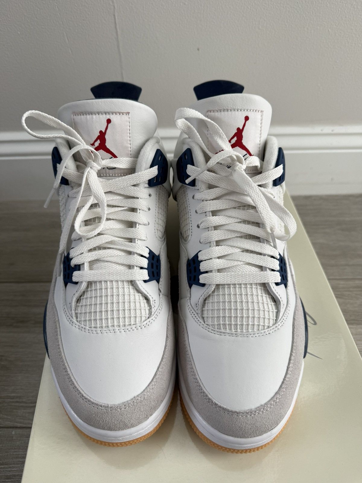 Jordan Brand Nike SB Air Jordan 4 Retro White Navy Grey Gum Yellow Red 12 Size US 12 / EU 45 - 4 Thumbnail