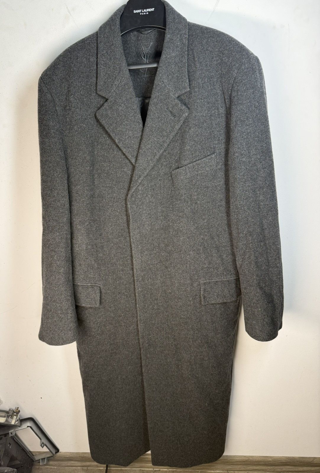 Yves Saint Laurent Grey Wool YSL Coat Heavy Soft Long Size US XL / EU 56 / 4 - 1 Thumbnail
