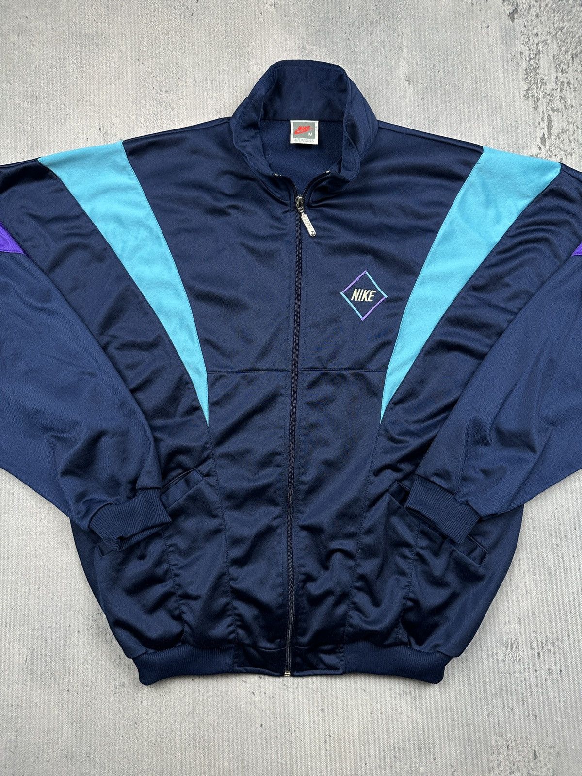 Nike Vintage Nike Sport Track Jacket 80s/90s Navy Teal Purple y2k Size US M / EU 48-50 / 2 - 9 Thumbnail