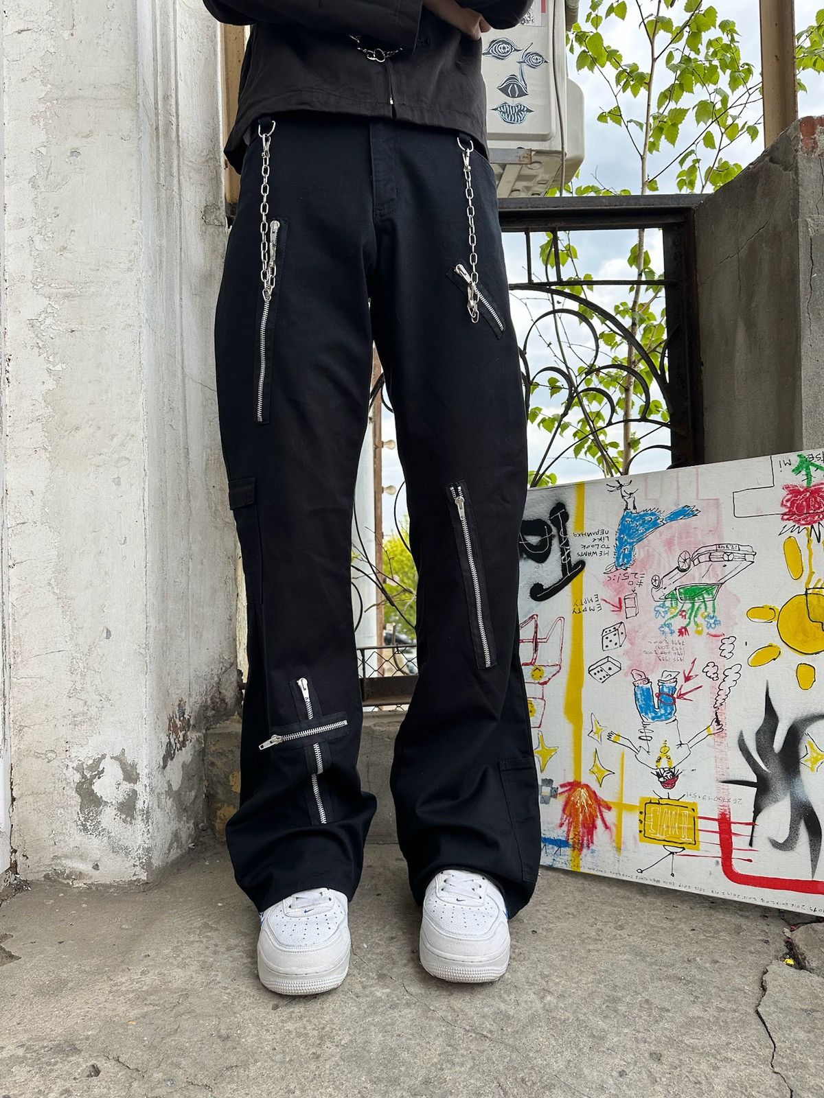 Japanese Brand RARE Aderlass Bondage Pants Cyber Punk flared Size US 35 - 4 Thumbnail