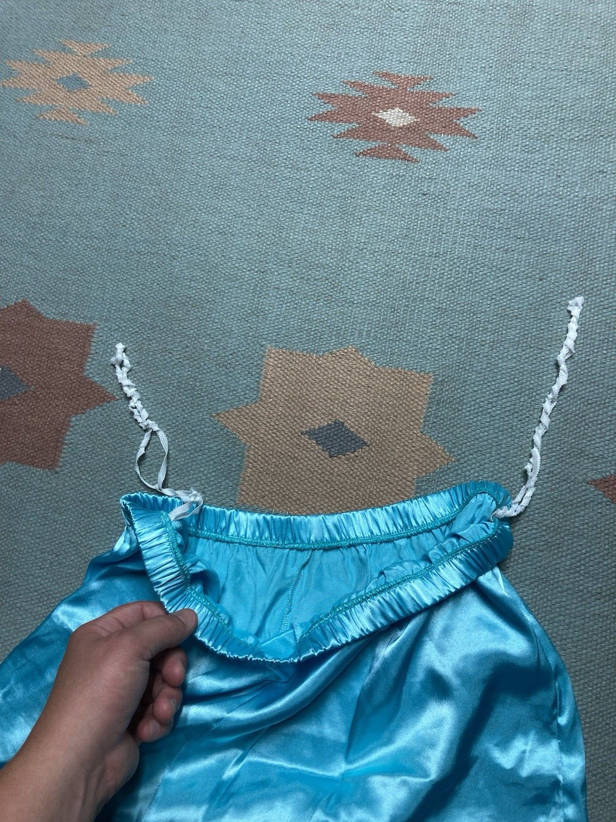 Vintage 60s women’s silk satin shorts elastic waist light blue XL? Size 28" / US 6 / IT 42 - 4 Thumbnail