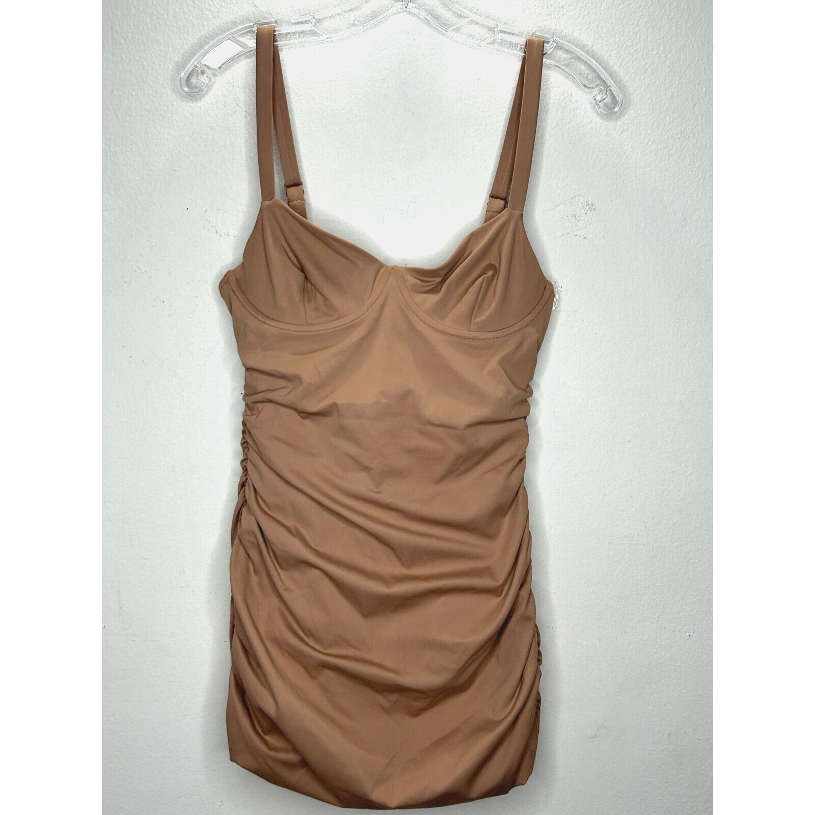SKIMS NWT Skims Sienna Tan Sculpting Ruched One Piece Swim Dress S Size ONE SIZE - 5 Thumbnail