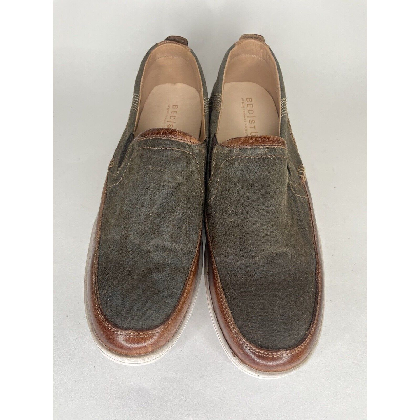 Bed Stu Bed Stu Green Canvas Brown Leather Casual Loafers Shoes Men Size US 13 / EU 46 - 2 Thumbnail