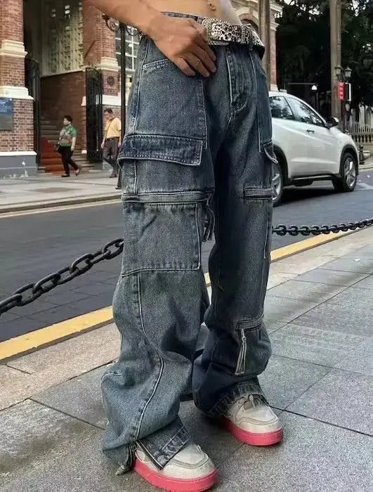 Japanese Brand Y2k Baggy Cargo Pants Denim Baggy Jeans Trousers Size US 32 / EU 48 - 1 Thumbnail