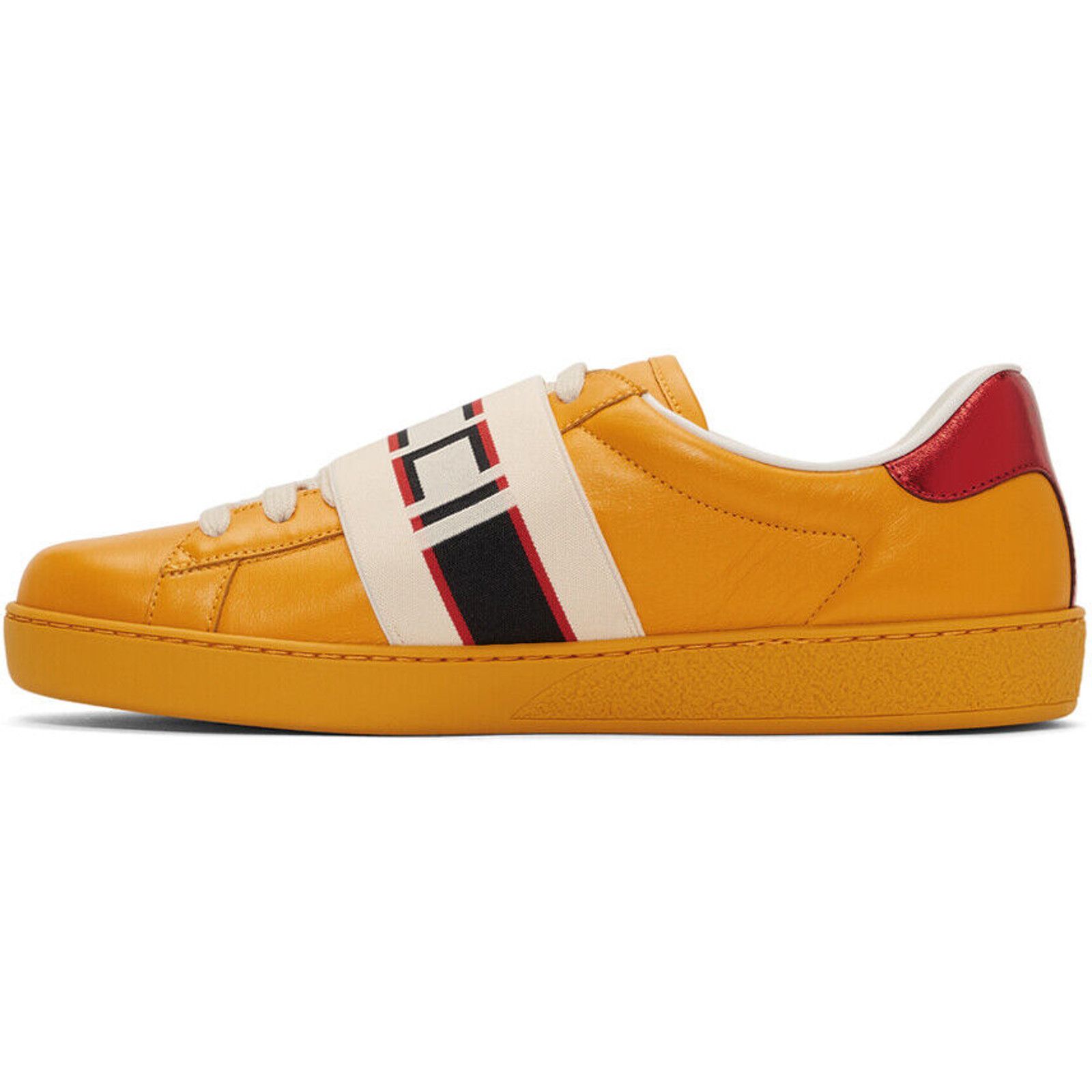 Gucci Gucci Mens Yellow New Ace Elastic Band Leather Flat Low Top Size US 7 / EU 40 - 8 Thumbnail