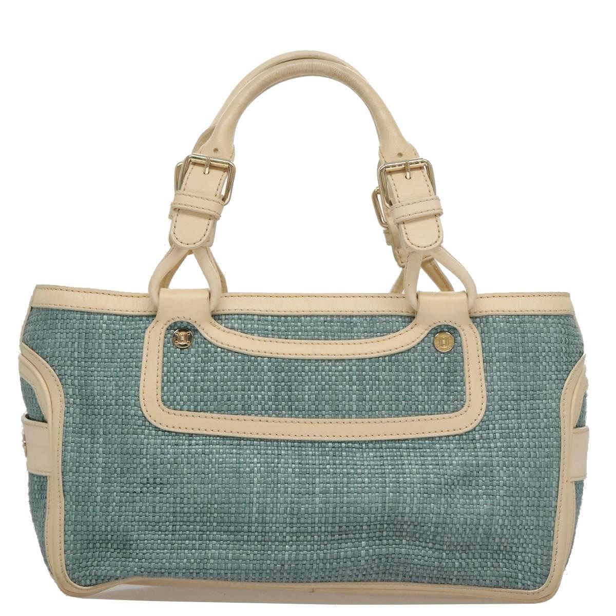 Celine CELINE Hand Bag Straw Leather Blue Cream Gold Size ONE SIZE - 13 Thumbnail