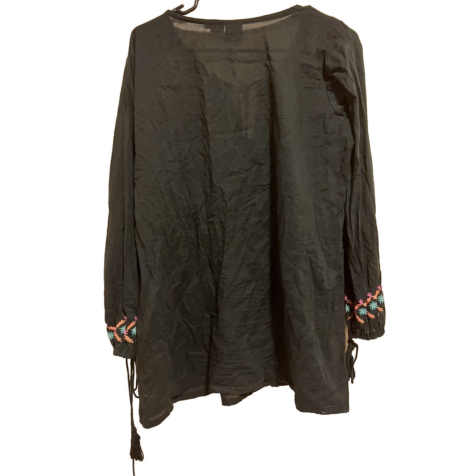 F.R.S F.R FASHION black cotton embroider blouse top size M A000155 Size M / US 6-8 / IT 42-44 - 7 Thumbnail