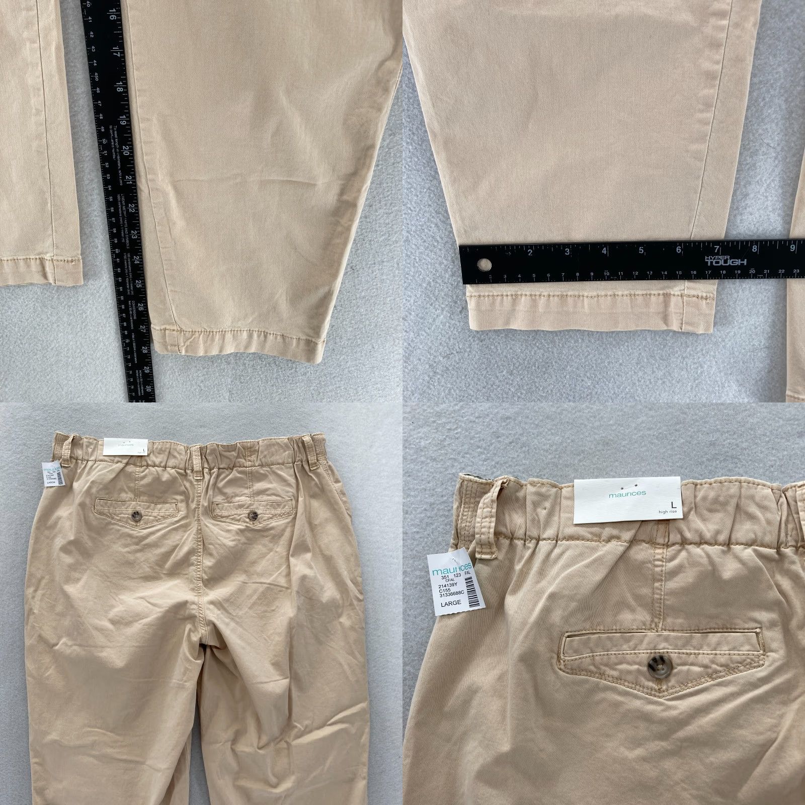 Vintage Maurices Chino Pants Women's Large Beige Stretch Lyocell Straight Leg NWT Size 36" / US 14 / IT 50 - 8 Thumbnail