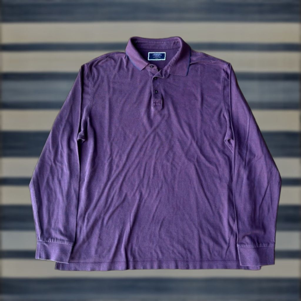 Charles Tyrwhitt Charles Tyrwhitt Polo Shirt Mens Large Long Sleeve Cotton Collared Pullover Burgundy 100% Cotton Golf Classic Modern Size US L / EU 52-54 / 3 - 1 Thumbnail