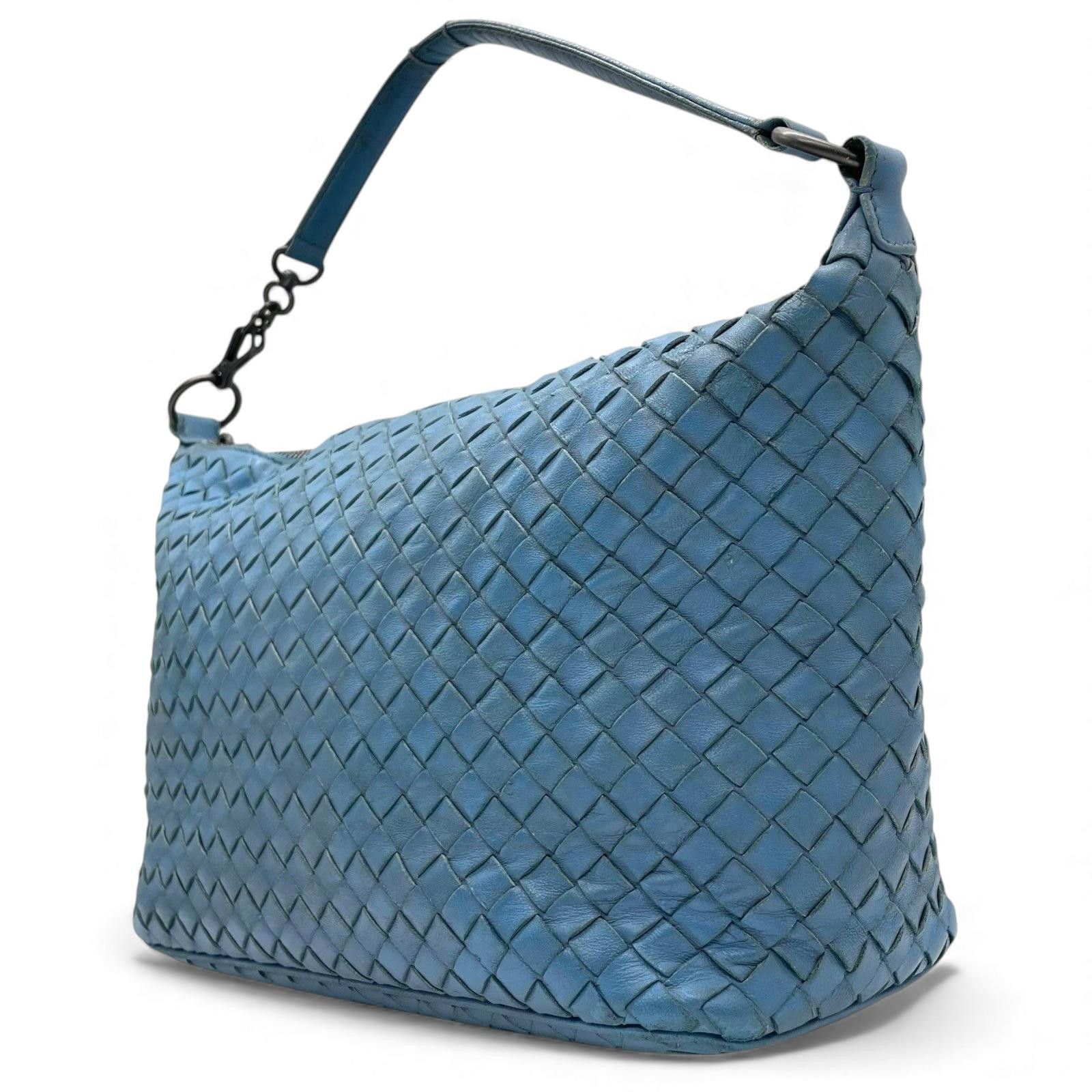 Bottega Veneta Bottega Veneta - Blue Woven Leather Shoulder Bag Size ONE SIZE - 3 Thumbnail