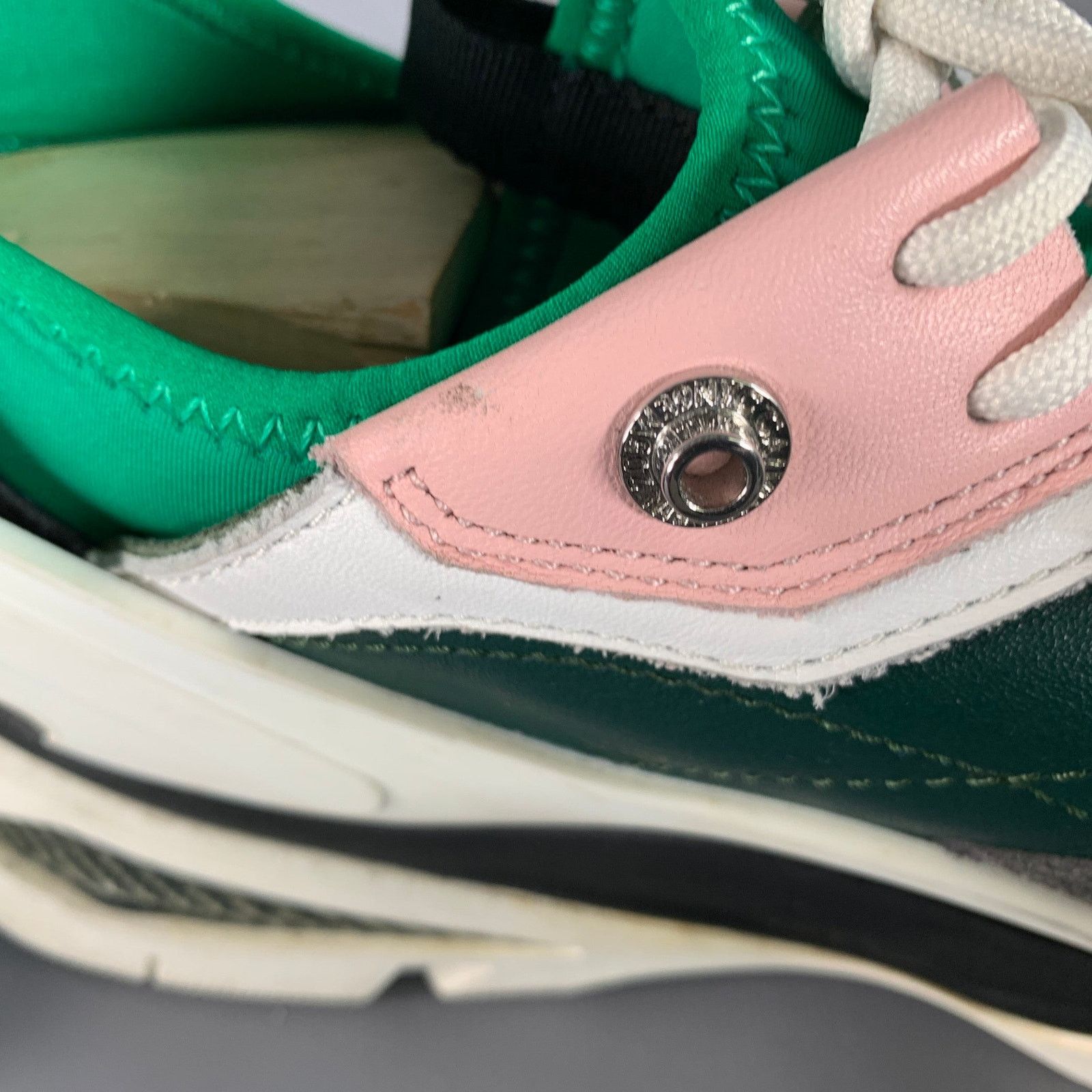 Calvin Klein 205W39NYC CALVIN KLEIN Green Grey Pink Color Block Leather Sneakers Size US 11 / EU 44 - 7 Thumbnail