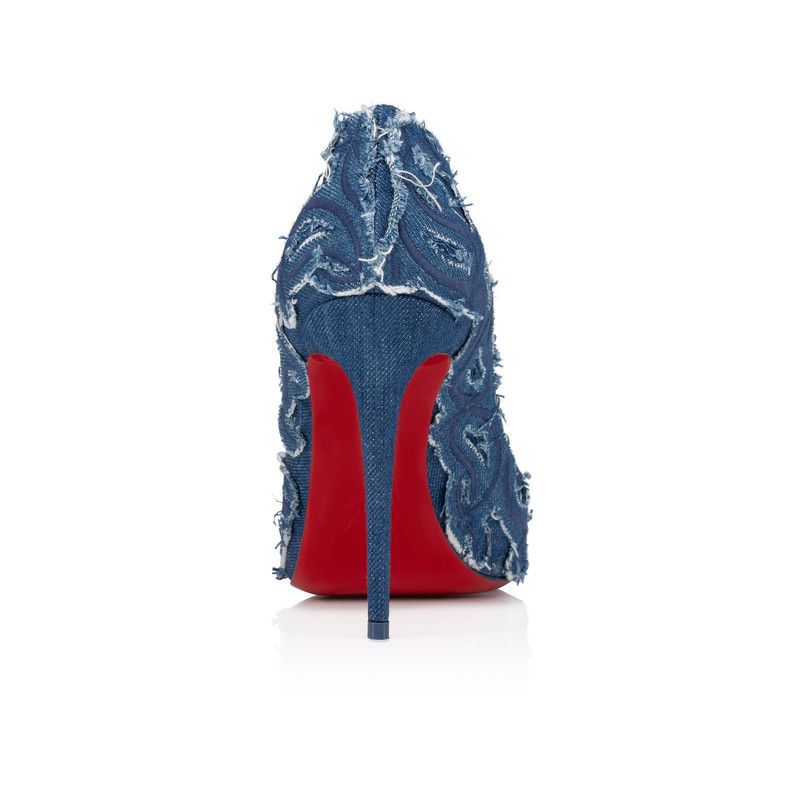 Christian Louboutin os11x0526 Kate Toile Denim Brode 100mm Pumps in Blue Size US 9 / IT 39 - 3 Thumbnail