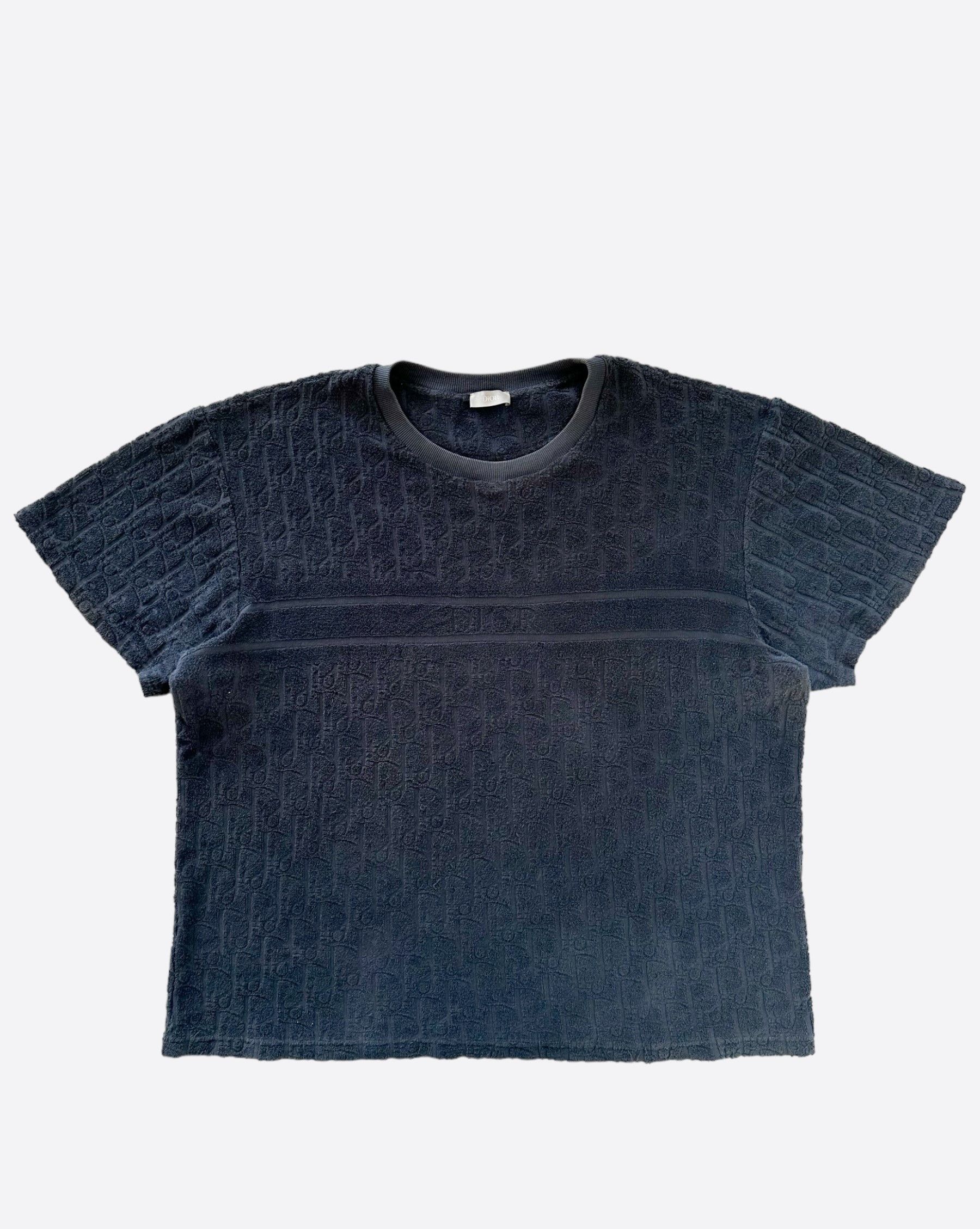 image of Dior Navy Oblique Towel T-Shirt, Men's (Size 2XL)