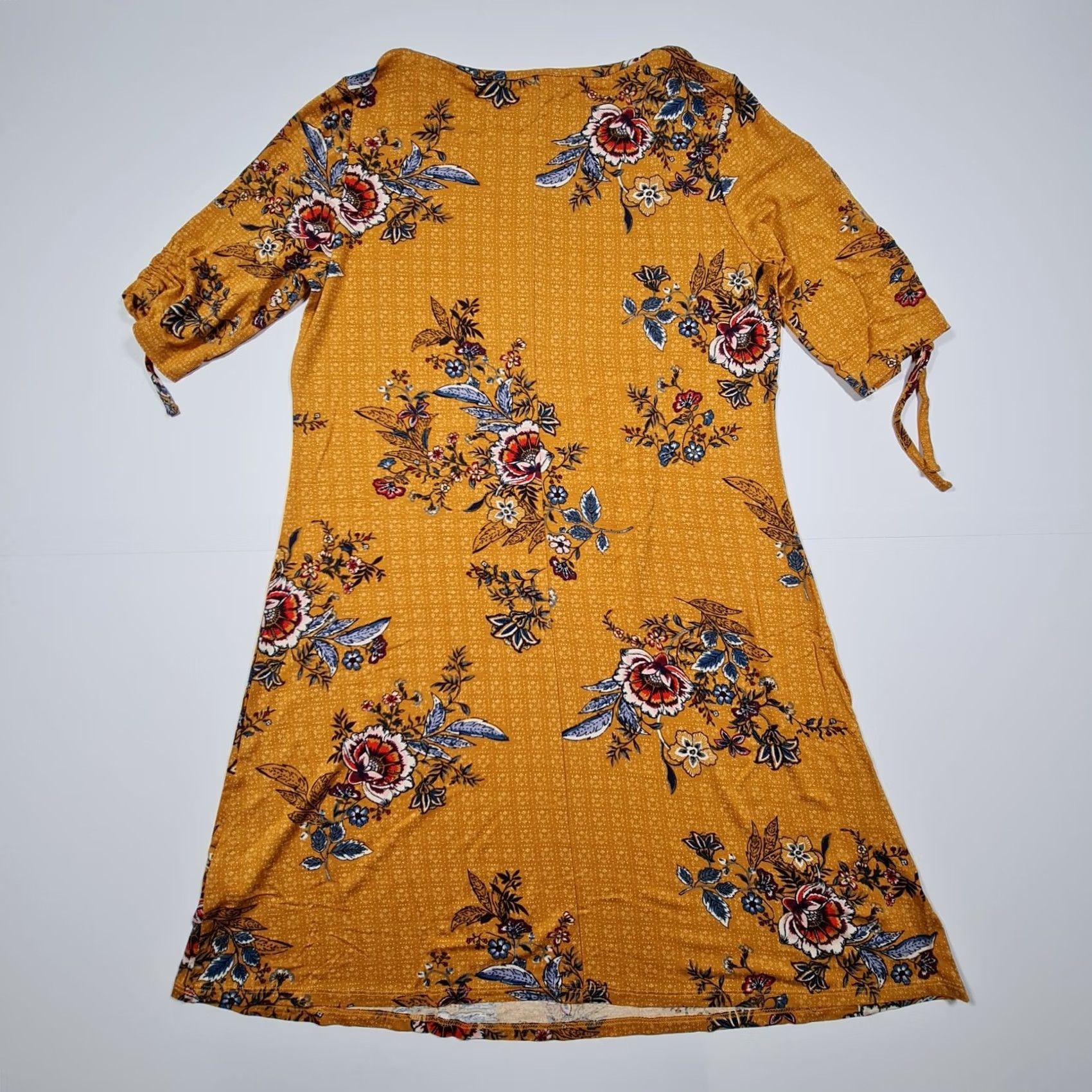 Vintage Debenhams Womens T Shirt Dress Yellow 12 UK Floral Short Sleeve Casual Holiday Flower Jersey Size XL / US 12-14 / IT 48-50 - 5 Thumbnail