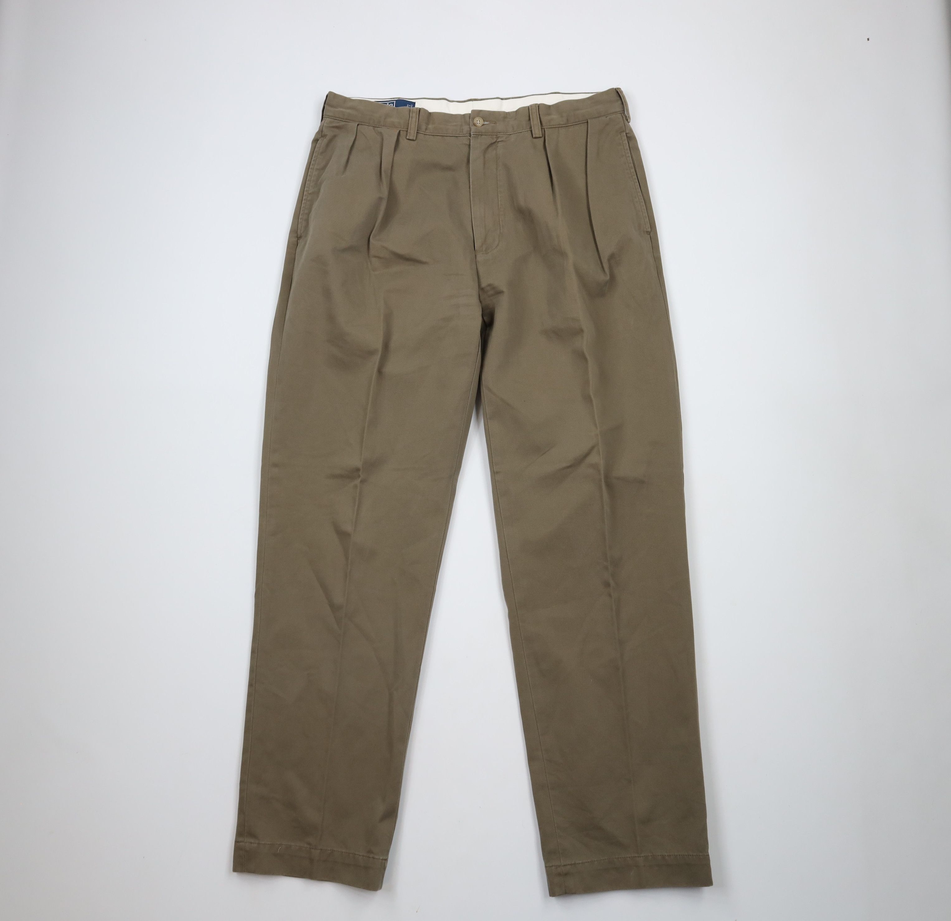 Ralph Lauren × Vintage Vintage 90s Ralph Lauren Wide Leg Chino Pants Drab Brown Size US 36 / EU 52 - 1 Thumbnail
