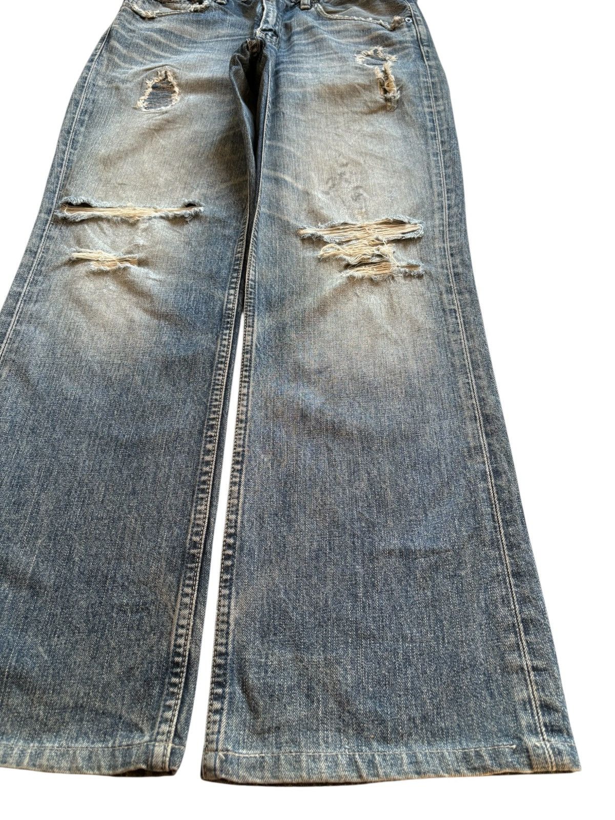 LVC × Levi's × Levi's Vintage Clothing Vintage 90s Levis 507 Patch Mud Wash Distress Rip Flare Jean Size US 31 - 7 Thumbnail