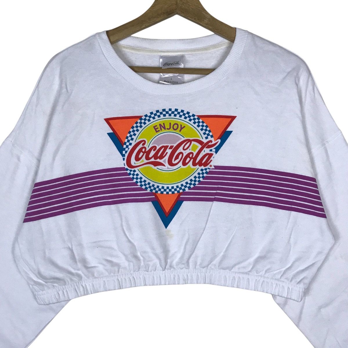 Coca Cola Vintage Coca-Cola Crop Top Spell Out Pullover Jumper Size L / US 10 / IT 46 - 2 Thumbnail