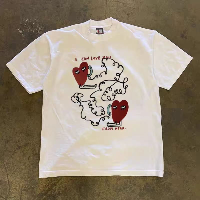 Vintage White retro heart-print cotton t-shirt Size US M / EU 48-50 / 2 - 1 Thumbnail
