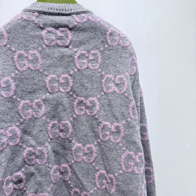 Gucci Gucci Gray double G logo full printed knitted cardigan swea Size US XL / EU 56 / 4 - 4 Thumbnail