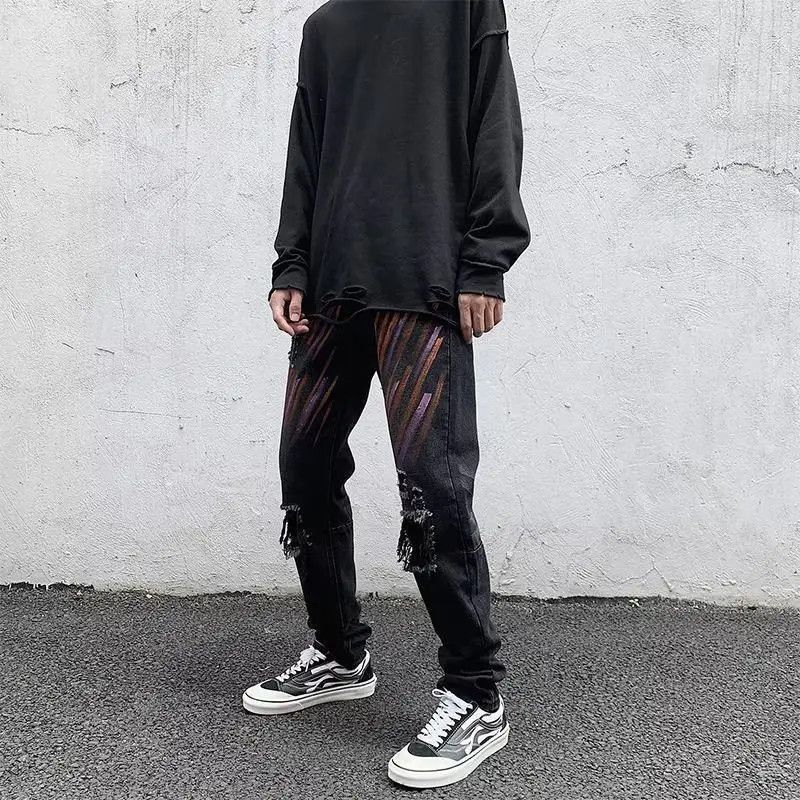 Japanese Brand Hip hop ripped straight leg jeans Size US 32 / EU 48 - 5 Thumbnail