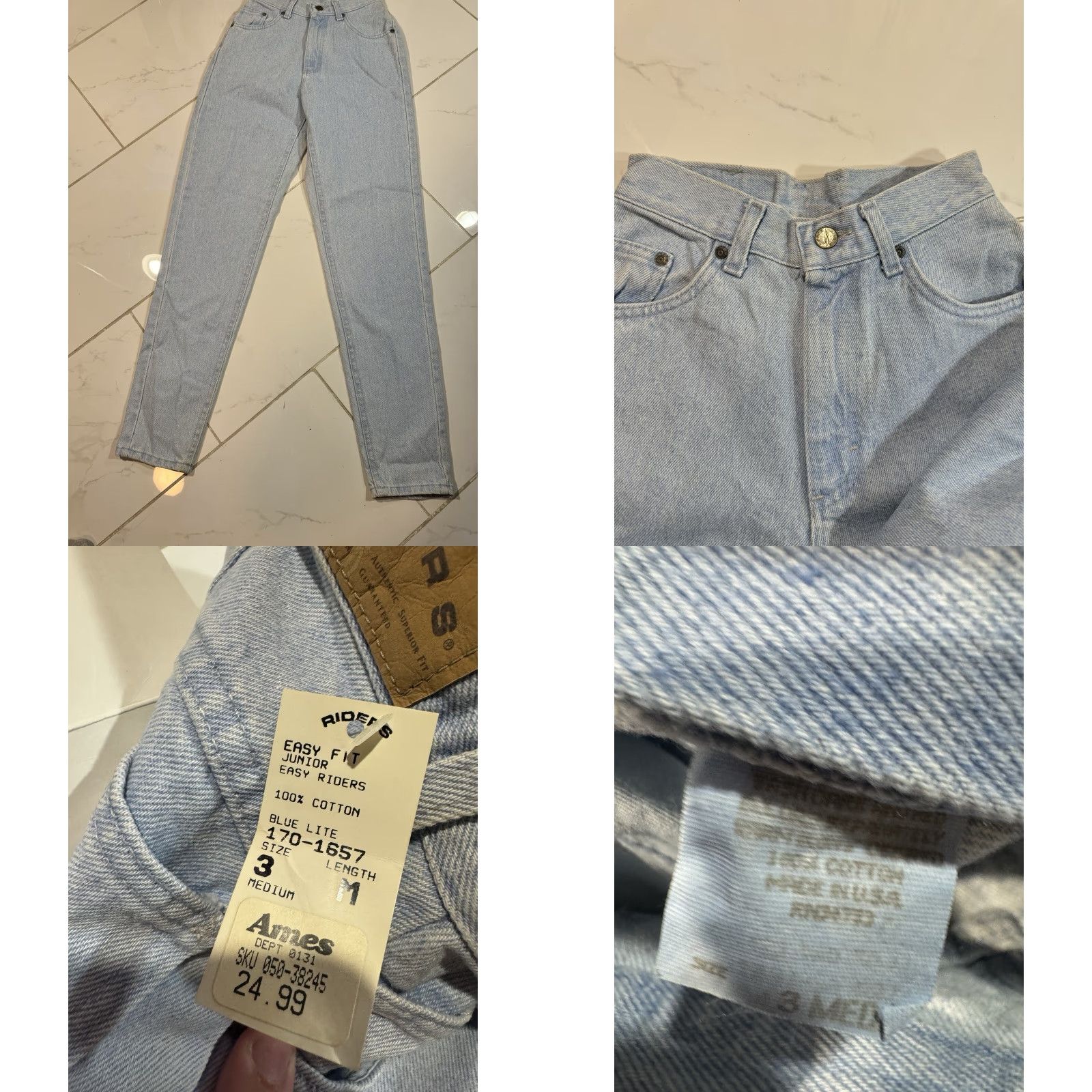 Lee VINTAGE Lee Riders Jeans Juniors Size 3 Easy Fit Tapered Denim Blue Women Size 26" / US 2 / IT 38 - 9 Thumbnail