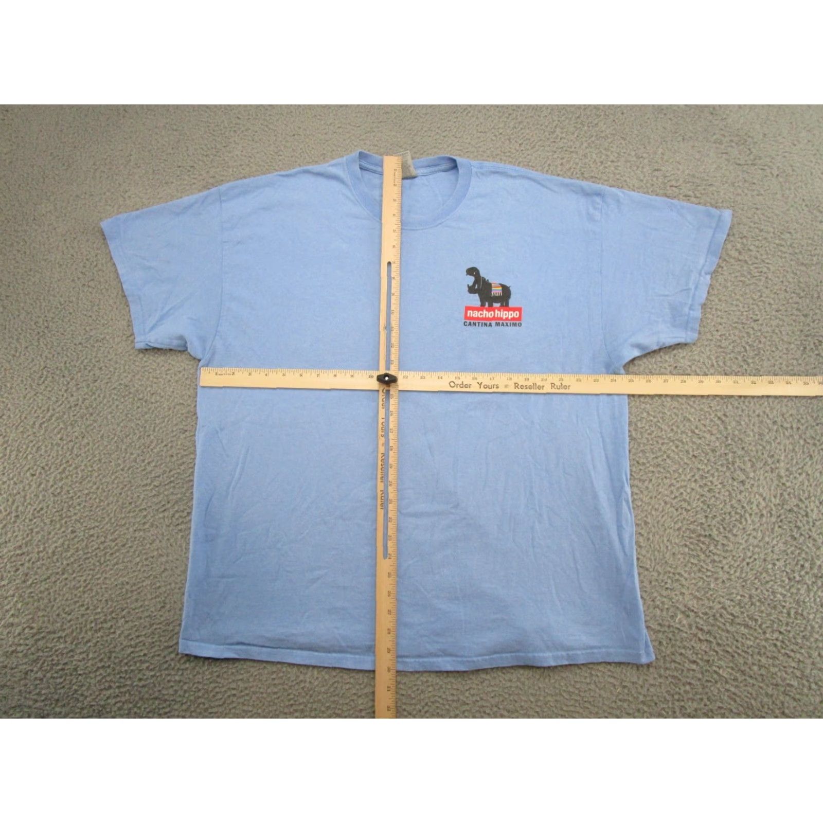Gildan Nacho Hippo Cantina Maximo Myrtle Beach SC Double Sided T-Shirt Men's 2XL Blue Gildan Short Sleeve Regular Size T-Shirt Mens Size US XXL / EU 58 / 5 - 5 Thumbnail