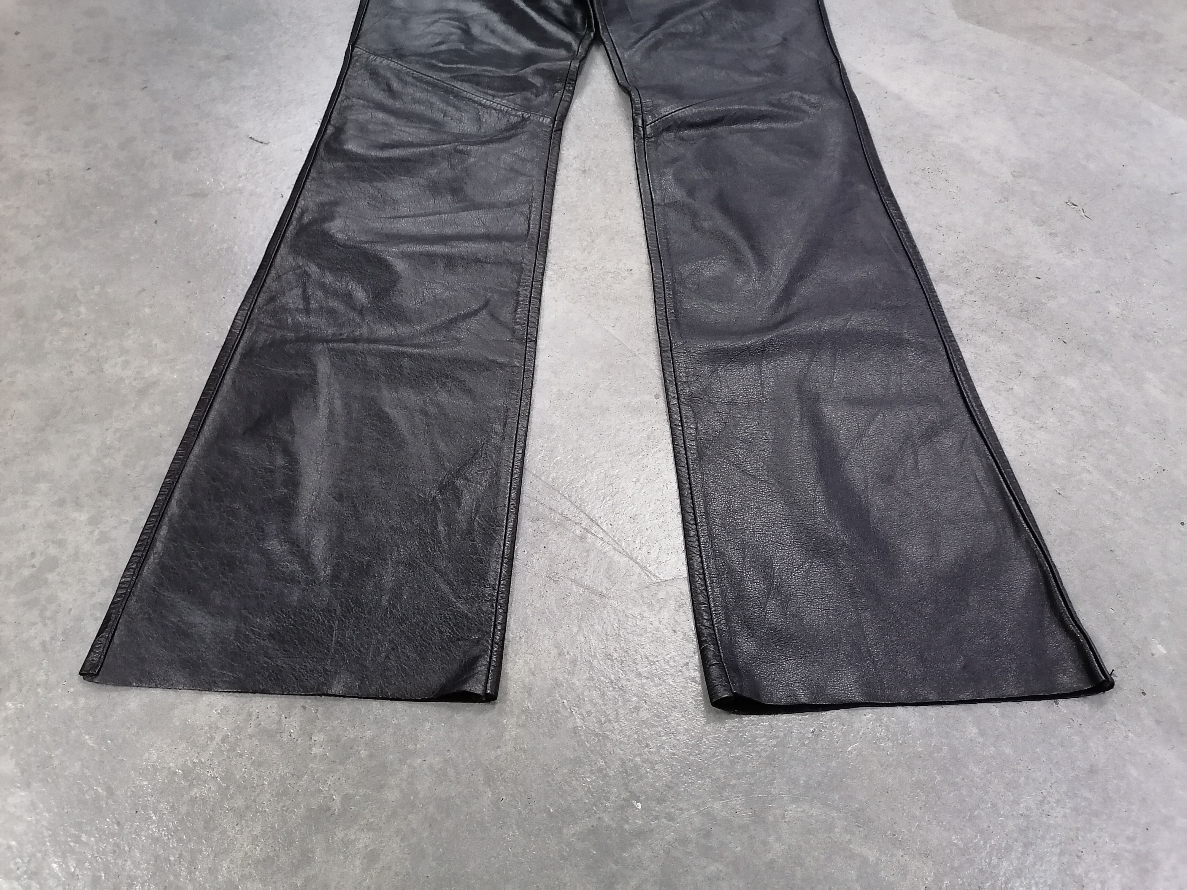 Designer × Genuine Leather × Vintage Flare K.R Pure Leather Black Pants Size 25" / US 0 / IT 36 - 3 Thumbnail